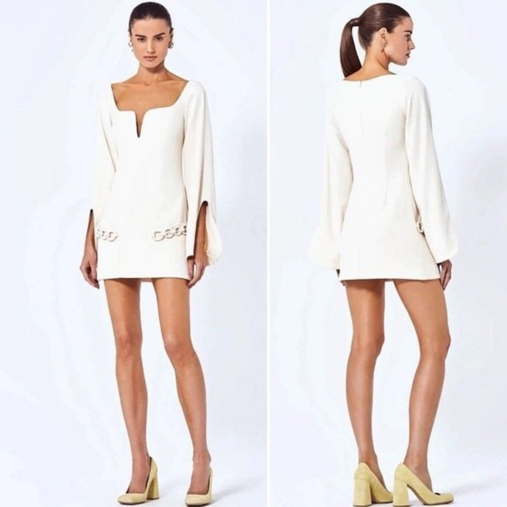 Alexis Cream Azize Split Sleeve Chain Mini Dress Size Small - Picture 16 of 16